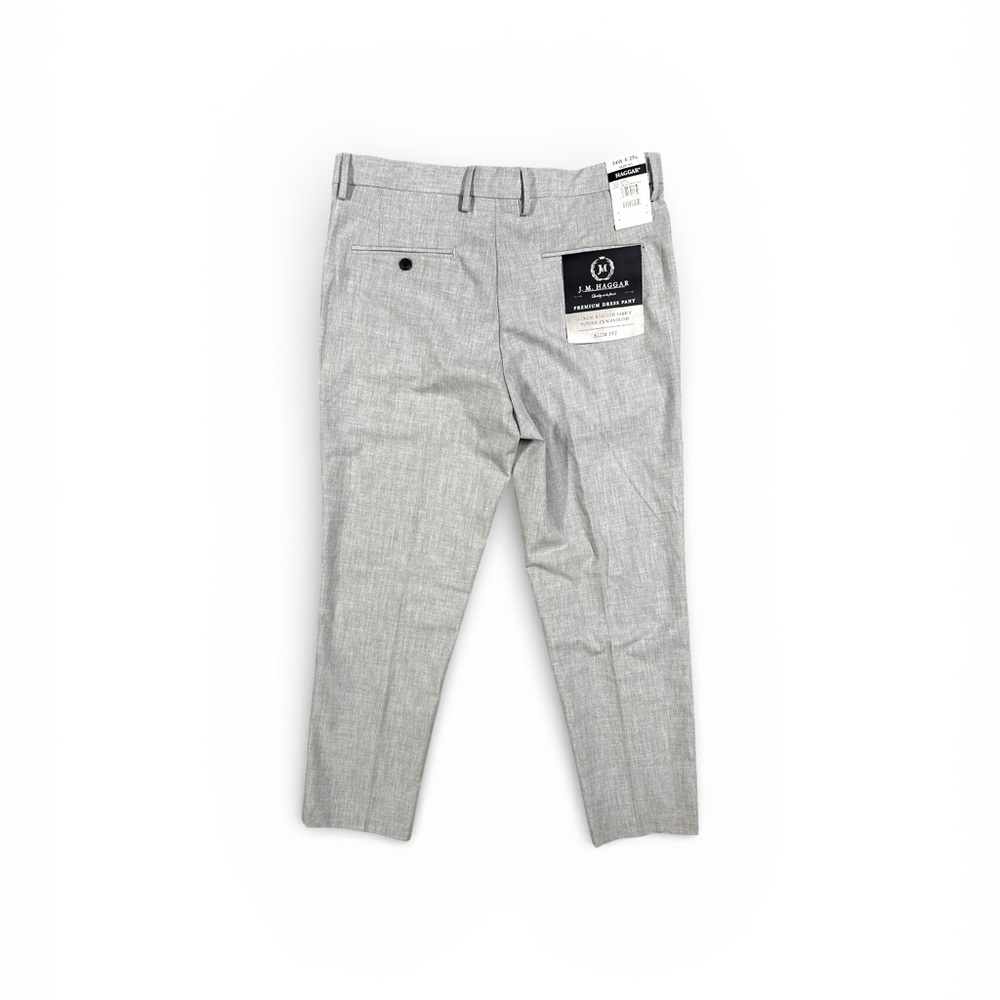 NWT Haggar Dress Pants Men’s Size 34x29 Grey Slim Fit Stretch Flex Waistband - Picture 2 of 6